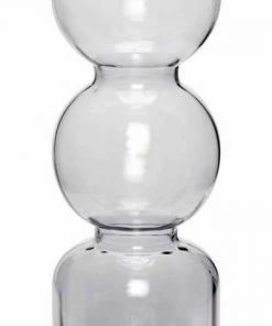 Hubsch Smoked Grey Double Bubble Glass Vase Narrow Neck