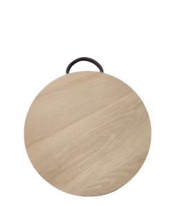 Hubsch Tabla de Cortar Redonda con Tira de Cuero