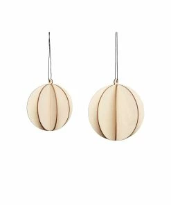 Hubsch Wooden 3D Bauble Ornament Set of 2