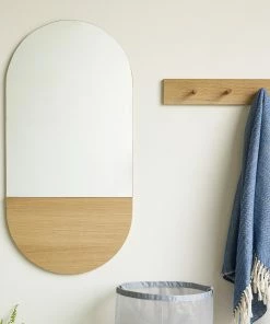 Hubsch Oak Oval Wall Mirror