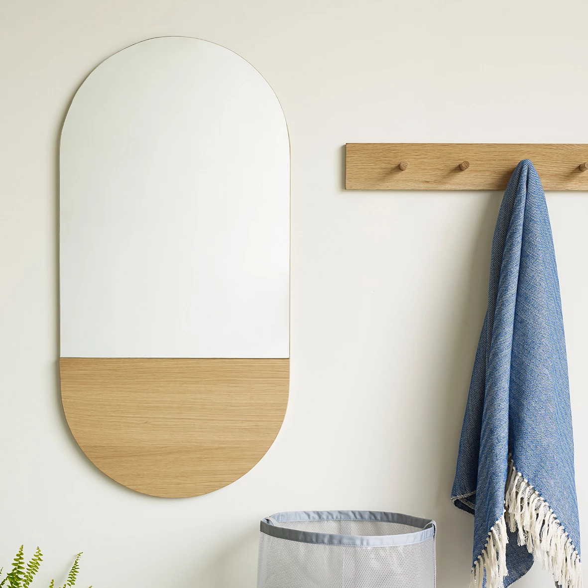 Hubsch Oak Oval Wall Mirror