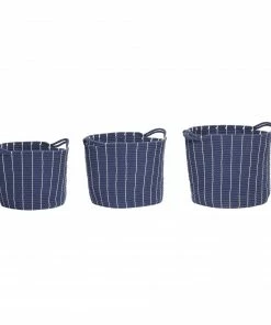 Hubsch Blue Cotton Basket With Two Handles in Small Size