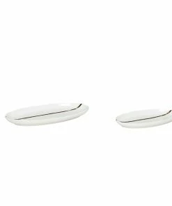 Hubsch White And Gold Porcelain Serving Platter - Large