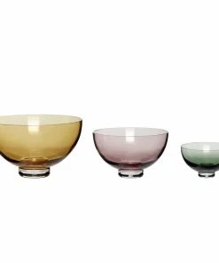Hubsch Medium Fluted Glass Bowl in Rosa