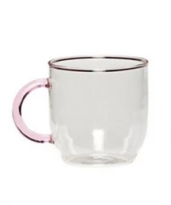 Hubsch Clear Glass with Coloured Handle Cup or Mug - 4 Colours