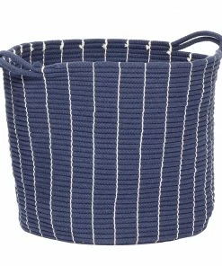 Hubsch Blue Cotton Basket With Two Handles in Large Size