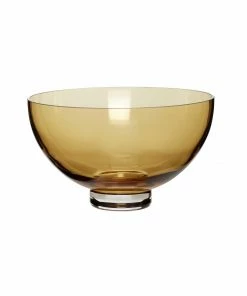 Hubsch Set of 3 Fluted Glass Bowls in Amber, Rosa, Green