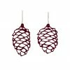 Hubsch Wooden Velvet Pinecone Ornament Set of 2