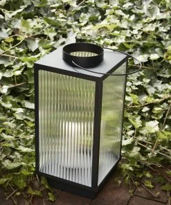 Hubsch Grande Lanterne En Métal Noir Et Verre