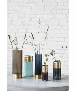 Hubsch Water Green and Gold Glass Vase