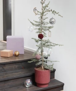 Hubsch Set of 8 Christmas ball baubles glass, purple