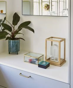 Hubsch Dark Green Ceramic Stand Pot D18