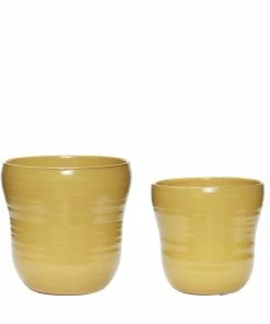 Hubsch Yellow Ceramic Pot in Small