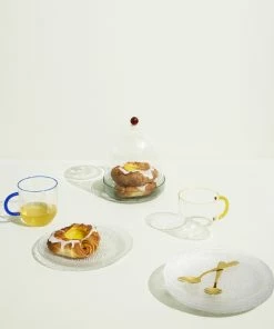 Hubsch Glass Kiosk Mug With Colored Handle Set 4