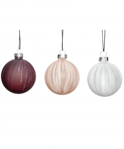 Hubsch Medium Glass Christmas Baubles(Set of 3)