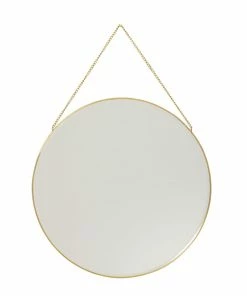 Hubsch Brass Round Wall Mirror with Chain