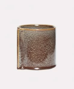 Hubsch Brown Ceramic Leaf Pot D16