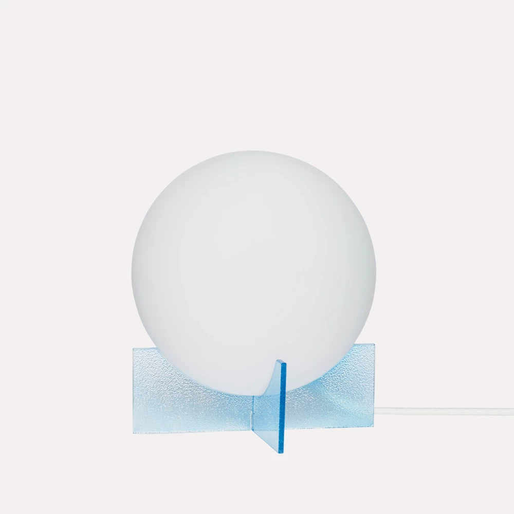 Hubsch Blue and White Glass Moon Table Lamp