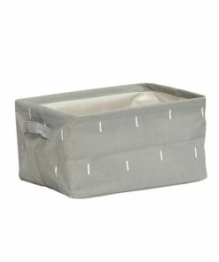 Hubsch Grey Square Cotton Mix Storage Basket With Waxed Lining in Large Size