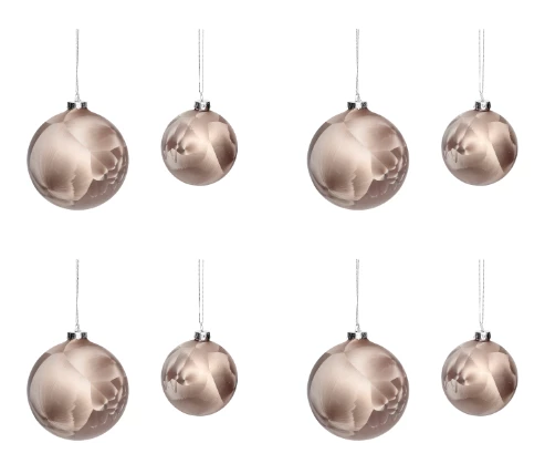 Hubsch Set of 8 Christmas Ball baubles Brown