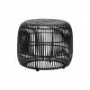 Hubsch Black Round Rattan Stool