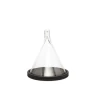 Hubsch Conical Glass Bell with Black Tinted Wood Base