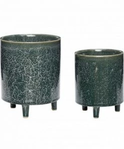 Hubsch Green Ceramic Pot with Legs Large