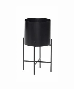 Hubsch Short Black Metal Standing Planter
