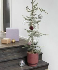 Hubsch Set of 2 Purple Glass Christmas Ball