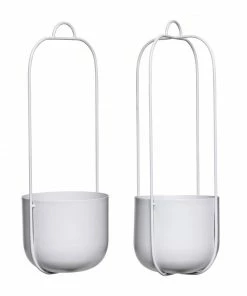 Hubsch Set of two light grey hanging planters