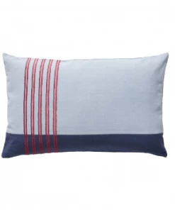 Hubsch Rectangular Blue Red Cotton Cushion with Filler