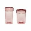 Hubsch Storage Jar W/Lid Glass Pink S/2