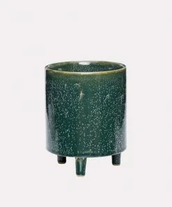 Hubsch Dark Green Ceramic Stand Pot D14