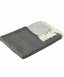 Hubsch Black and Offwhite Cotton Plaid