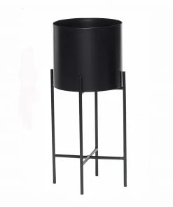 Hubsch Tall Black Metal Standing Planter