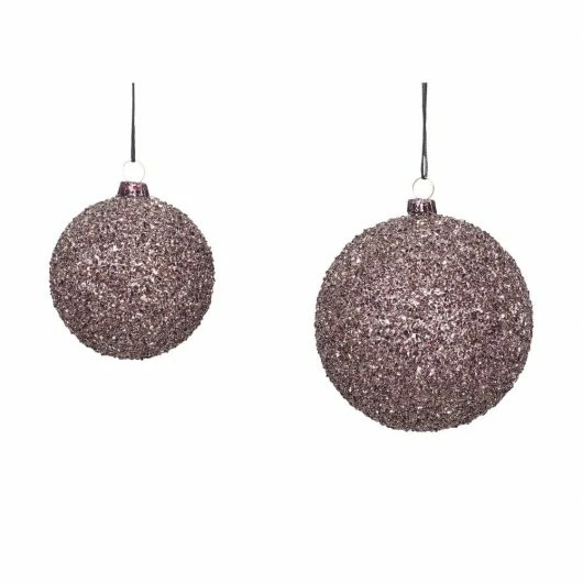 Hubsch Set of 2 Purple Plastic Christmas Bauble