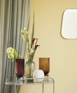 Hubsch Handmade Ribbed Glass Vase in Aubergine/Blue