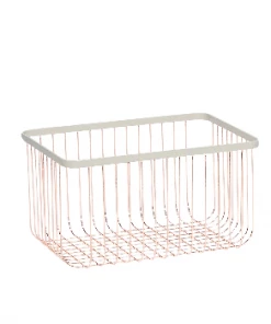 Hubsch Rose Gold Wire Storage Basket - White and Black