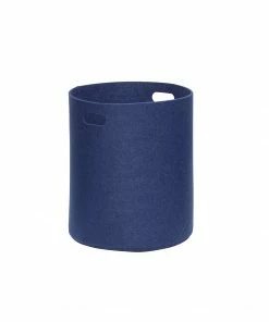 Hubsch Blue Round Felt Basket in Medium