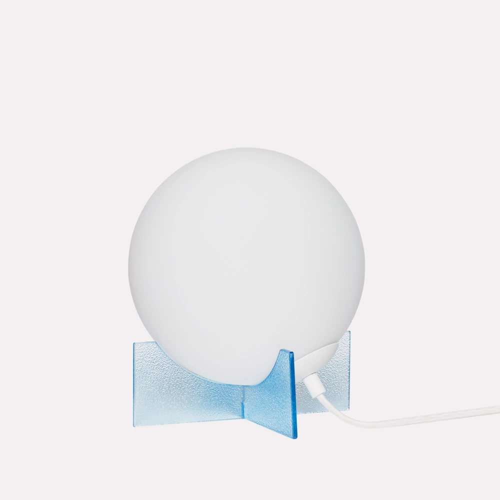 Hubsch Blue and White Glass Moon Table Lamp