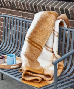 Hubsch Mustard & Off White Plaid Throw