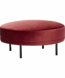 Hubsch Red and Black Velour Round Stool