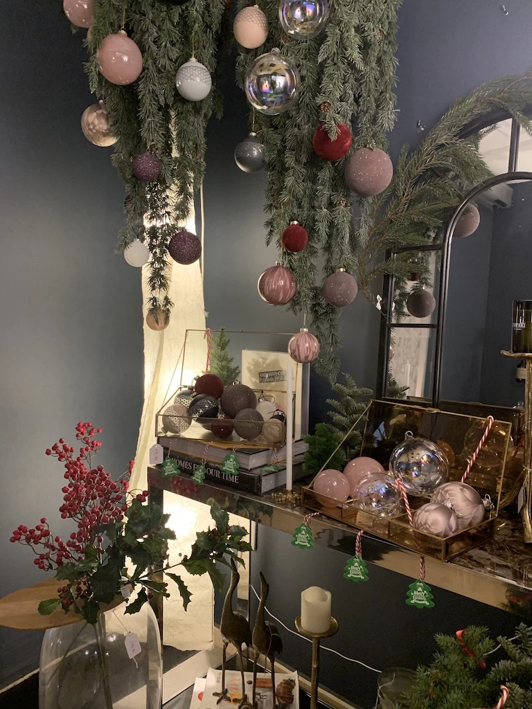 Hubsch Christmas ball baubles glass, pink, s/8