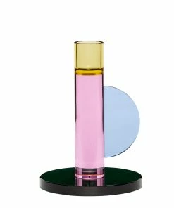Hubsch Astro Crystal Candlestick Holder - Pink