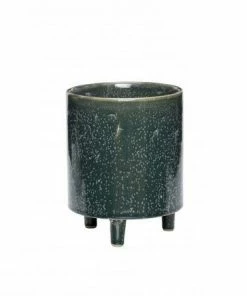 Hubsch Green Ceramic Pot with Legs Medium
