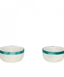Hubsch Curved Green and White Marble Bowl - 12.5cm diameter