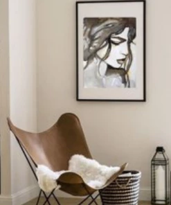 Hubsch 105x110cm long pile carpet in beige