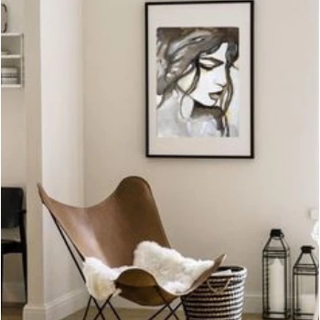 Hubsch 105x110cm long pile carpet in beige