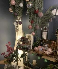 Hubsch Set of 8 Christmas ball baubles glass, purple