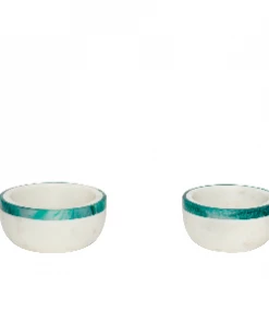 Hubsch Curved Green and White Marble Bowl - 11.5cm diameter